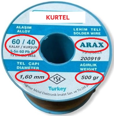 LEHİM TELİ ARAX 60/40 1.6MM 500GR 1. KALİTE